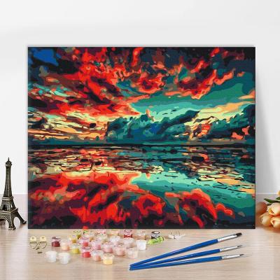 China CLASSIC DIY Custom Paint By Numbers For Adult And Kids Eco Friendly Acrylic Oil Painting By Numbers Abstract Sky For Dropshipping for sale