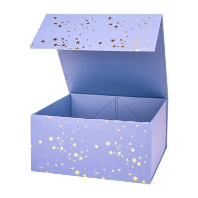 China Materials Matte Lamination Gold Foil Stars Custom Folding Flower Reused Magnetic Gift Box for sale