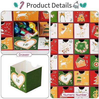 China Recyclable Luxury Custom Design Gift Packaging Cardboard Advent Calendar Christmas Drawer Box for sale