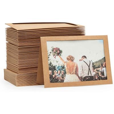 China Custom Style 2021 Hot Sale Christmas Recycled Paper Folding Photo Frames Paper Photo Mats Photo Frame Picture Holder DIY Brown for sale