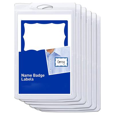 China Custom Scratch-Off White with Blue Border Removable Name Badges School Office ID Name Tags for sale