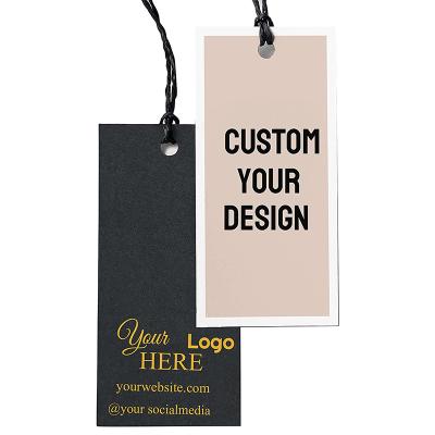 China Recyled Design Cheap Custom Print Name Gold Bronzing Logo Paper Garment Hang Tag Labels Clothing Hang Tags With String for sale