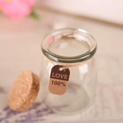 China 100ml 150ml 200ml Cute Wide Stocked Pudding Yogurt Jar Jam Glass Jar With Cork Lid All-Season for sale