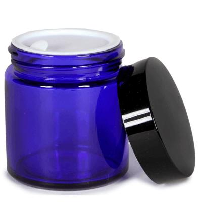 China Personal Care 1oz 2oz 60ml 100g Cobalt Blue Amber Clear Glass Storage Jar For Candle Cream for sale