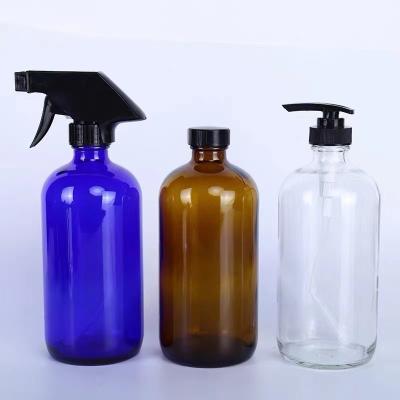 China Modern Frosted Glass Shampoo Boston Round Empty Bottle 120ml 250ml 500ml Hand Sanitizer Bottle With Black Plastic Pump for sale