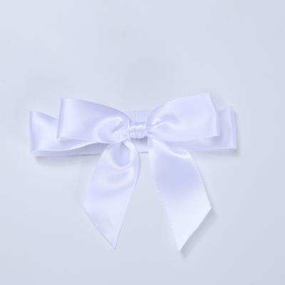 China High Tenacity 1 Inch Pre Tied Hand Made With White Elastic Band Loop Ribbon Bow For Candle Decoration for sale