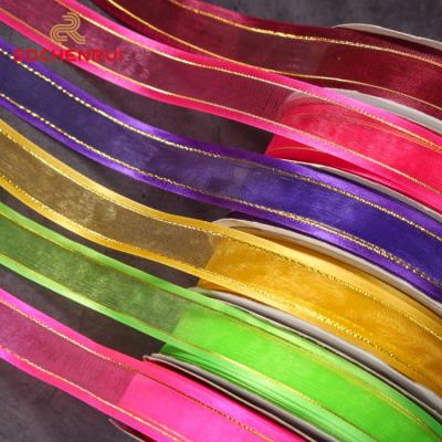 China 2cm organza floral ribbon for wedding decoration ribbon and wrapping for sale