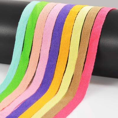 China Custom high tenacity ribbon with logo wholesale 2cm cotton herringbone ribbon for apparel accessories for sale