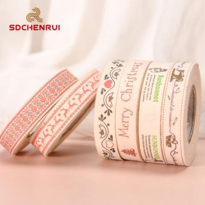 China Recyled gel logo cotton ribbon printing grosgrain organic fashions ware satin ribbon braided herringbone cotton for sale