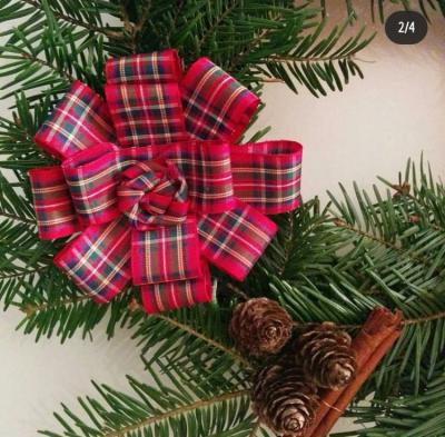 China Lovely Scottish Plaid Ribbon Size Can Be Customized For Gift Wrapping for sale