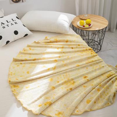 China Therapy Flannel Food Printing Tortilla Pizza Blanket Custom, Pizza Burrito Blankets Maker for sale