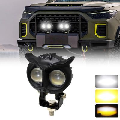 China Owl Design Dual Color Led Two Color Light Effect Motorcycle MINI Driving Head Light Fog Light Led Auxiliary Spot Lights For Motorcycle for sale