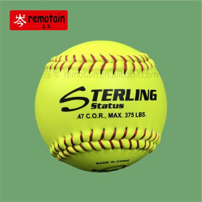 China Custom Logo Professional Softball 12 inch PU&Cork core yellow split leather sports game training softball balls Standard Size Softball for sale