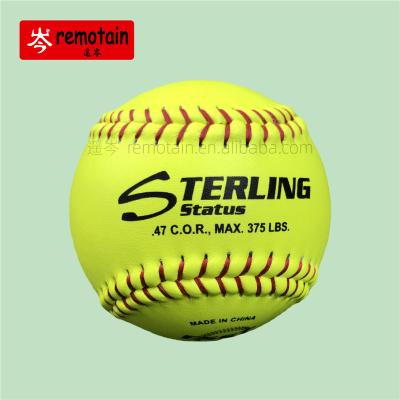 China Custom Logo Professional Softball 12 inch PU/Cork core yellow split leather sports game training softball balls Standard Size Softball for sale