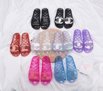 China Fashion Trend Designer High Quality Jelly Slippers Ladies Sandals Transparent Crystal Slippers for sale