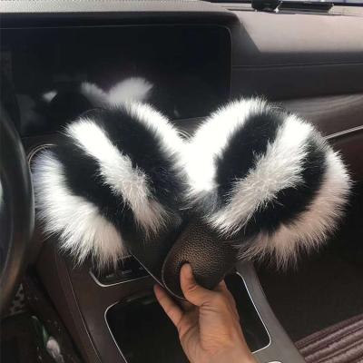 China Fashion trend fashion and high quality furcharm women fur slides fox fur slips rabbit fur slippers for sale