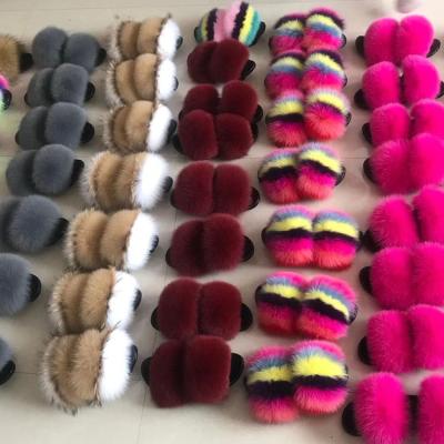 China Fashion trend fashion and high quality women faux fur slips cc mink fur slips fancy slippers for girls for sale