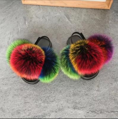 China Custom Lovely Design Fashion Trend Design Fur Sandals Kids Fur Slippers for sale