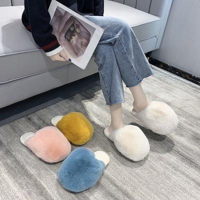 China 2020 Fashion Trend Ladies Rabbit Fur Slippers for sale