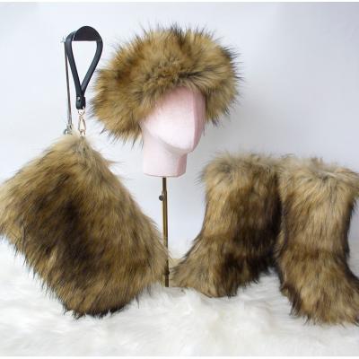 China Real mommy and me fur boots set of fox fur snow boots factory direct wholesale thermal faux fur boots for sale