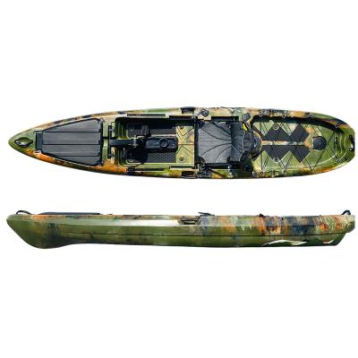 China Sea - River - Lake - Ocean Factory Wholesale 13ft Pedal Powered Fishing Kayak Scam Pedal Plastic Ocean Pedal Propulsion Boat Fishing Canoe for sale