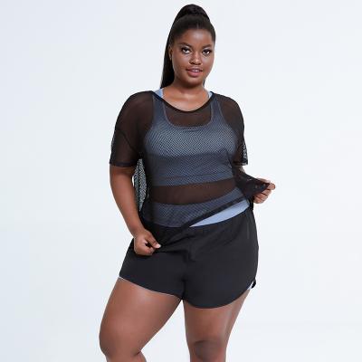 China Three-Piece Suit New Mesh Fitness Sports Suit Sweat-Wicking Plus Size Yoga Suit for sale