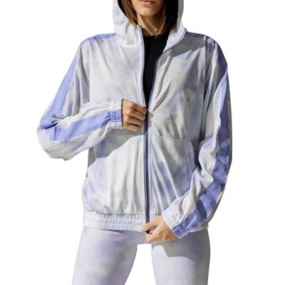 China Lightweight Women's Mesh Outdoor Full Zipper Lightweight Tie Dye Fitness Exercise Training Breathable Cool Jacket for sale