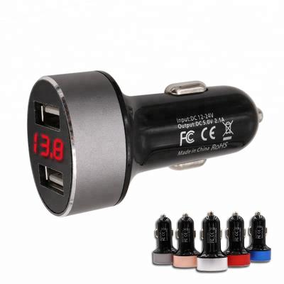 China Small& New Arrivals Portable 5V 3.1A Used Car Battery Charger Sale Car Charger USB Charger With LED Screen For Phones for sale