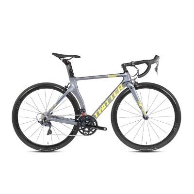 China 700c 25c carbon fiber road bike shimano groupset twitter V brake carbon fiber frame roadbike 22 speed bicycle for men in stock for sale