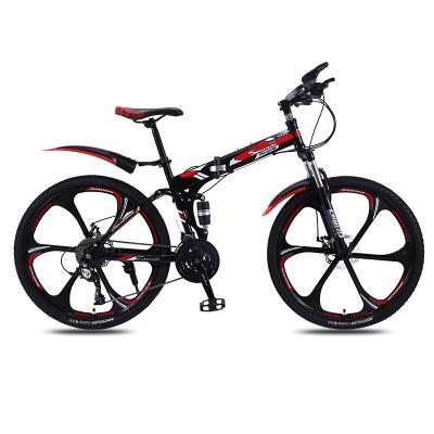 China Wholesale Mountain Bike Full Suspension Folding High Carbon Steel Foldable Bike Customized OEM High Carbon Steel Bicycle for sale