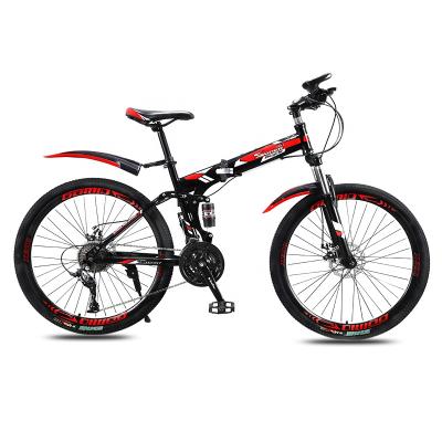 China OEM Wholesale Full Suspension Folding Mountain Bike High Carbon Steel Carbon Steel Foldable Mountain Bicycles For Adults for sale