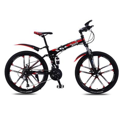 China OEM Wholesale Customized Full Suspension Mountain Bike High Carbon Steel Frame High Carbon Steel Folding Bikes 24 26 29 Inch Bicycle for sale