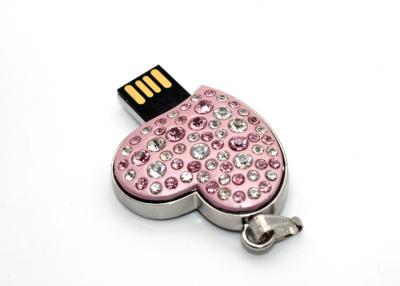 China Rosa Diamant USB-Memorystick-Herz geformter greller Antrieb personifiziert zu verkaufen