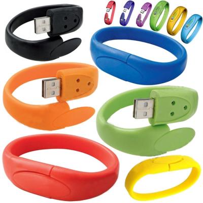 China High Capacity 16GB USB 2.0 Flash Drive Customize Silicone Bracelets for sale