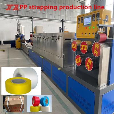 China Plastic PP Extruder PP Packaging Production Line PLC Control System SKD-11 Embossing Wheel for sale