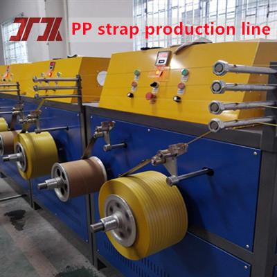 China Fully Automatic 250-290kg/H Plastic PP Four Strap Strapping Band Extrusion Line With Automatic Winder for sale