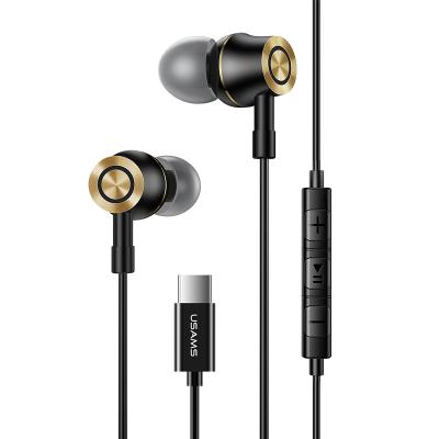 China Type-C In-Ear USAMS EP-43 Metal Headsets Wired Earphone In-Ear Earbuds Headphones Earphone Accessories for sale