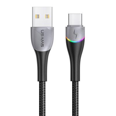 China With Fantastic Colorful Light USAMS Braided Type-C Usb Cable USB Data Cable Mobile Fast Charging Data Cable With Colorful Light for sale