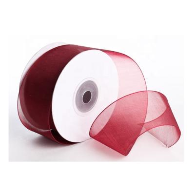 China High quality high tenacity factory direct sale all color red organza ribbon gift roll organza ribbon for sale