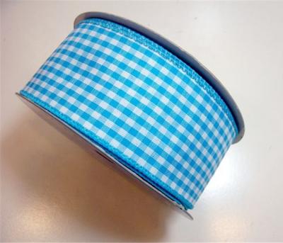 China 2022 Viable New OEM Durable Blue Polyester 1 1/2in Ribbon Gingham Plaid Ribbon For Gift Wrapping for sale