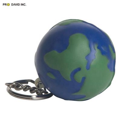 China Toy KawaIi Promotional Anti Stress Ball Globe Shaped Key Chain PU Key Chain Stress Reliever for sale