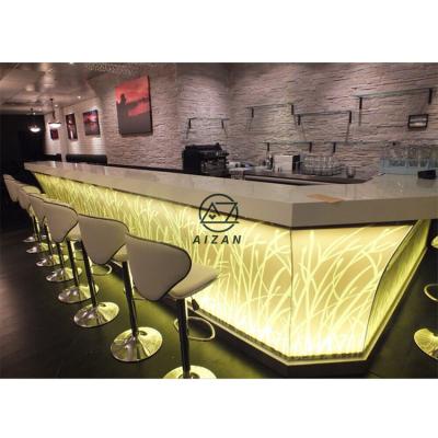 China Modern Solid Modern Top Surface Restaurant Bar Counter Luxury Led Bar Counter Design for sale