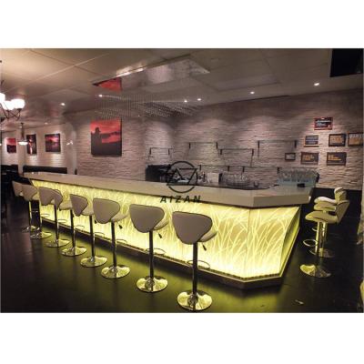 China Modern Design Bar Counter Night Club Furniture Modern Artificial Stone Bar Long Counter L Shaped for sale