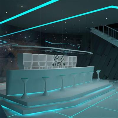 China Modern LED bar counter, luxury bar counter table new finished led back bar shelf for wine for sale