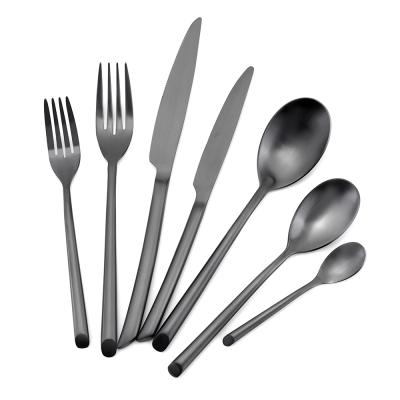 China Sustainable Wholesale Black Custom Stainless Steel Flatware Set For Wedding And Restaurant for sale