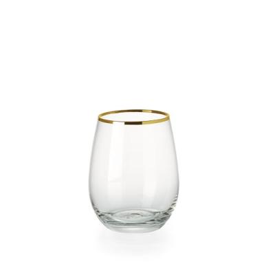 China Wholesale minimalist stemless champagne gold rim glass cup for wedding for sale