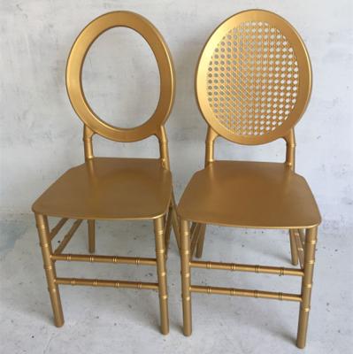 China DEACORY Wholesale Modern Gold Pipe Hotel Restaurant Banquet Wooden Furniture Dining Chairs For Wedding for sale