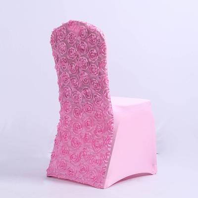 China Wholesale DEACORY Durable Banquet Polyester Fiber Stretch Spandex Jacquard Weave Wedding Decoration Dining Chair Cover for sale