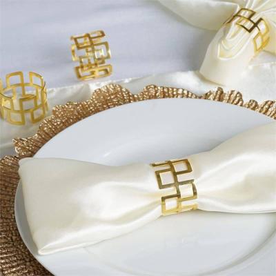 China DEACORY table decoration gold kirsite metal hotel restaurant stocked cheap handmade napkin ring for wedding for sale