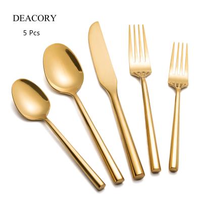 China Stocked Stainless Steel Gold Wedding Flatware Sets Wholesale Cutlery for sale